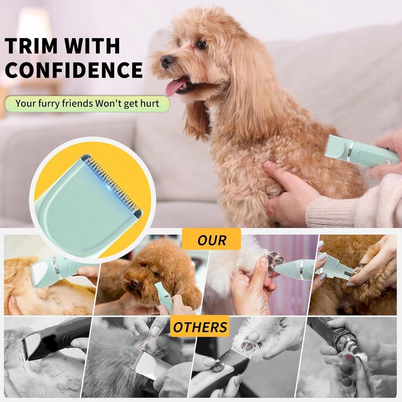 Cornnpet Dog Hair Clippers Grooming Kit and Paw Trimmer Nail Grinder Quiet,Dog Trimmer for Grooming,4-in-1 Rechargeable Cordless Low Noise Dog Shaver Grooming for Dogs Pets Cats(Green) - Image 4